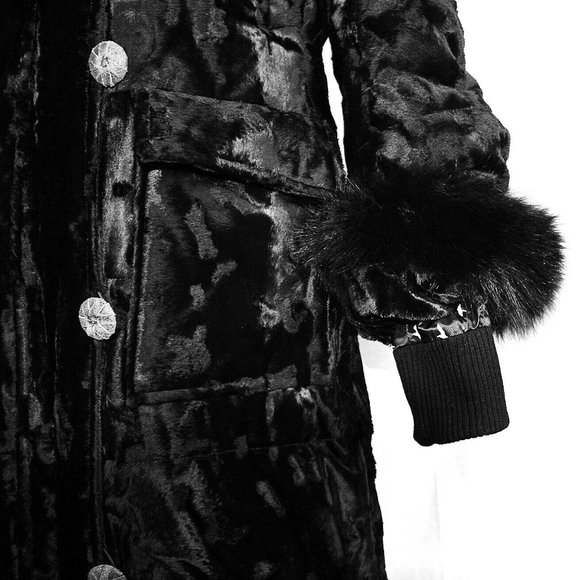 MARIELLA BURANI COAT BLACK COTTON & VISCOSE FOX US SIZE 12 NEW MADE IN ITALY 117 - Picture 4 of 7